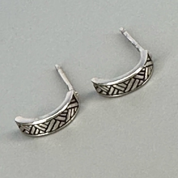 Chic Sterling Silver Tiny Huggie Hoops - Delicate Half Hoop Earrings - Picture 15 of 16